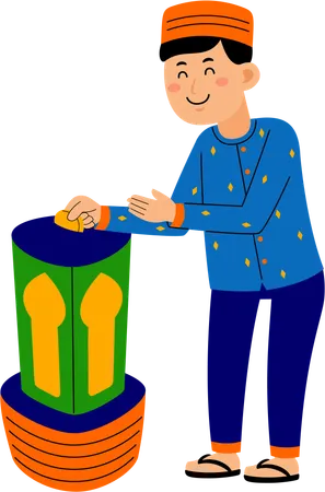Muslim man donating money  Illustration