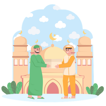 Muslim man give Zakat  Illustration