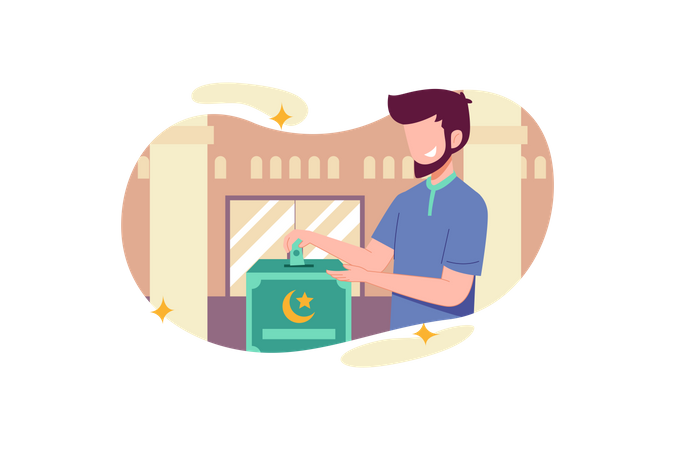 Muslim man giving donation during Ramadan  Illustration