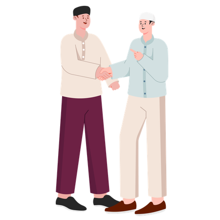 Muslim Man giving eid greeting to Close Relative  Illustration