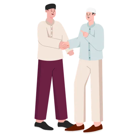Muslim Man giving eid greeting to Close Relative  Illustration