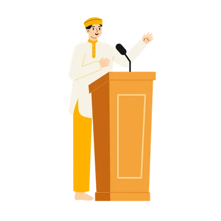 Muslim Man Giving Lecture  Illustration