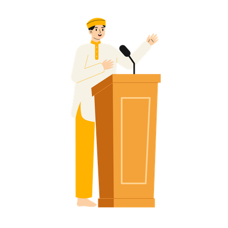 Muslim Man Giving Lecture  Illustration