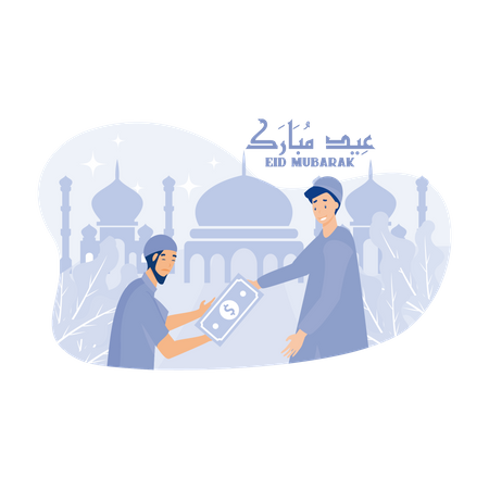 Muslim Man Giving Money  Illustration