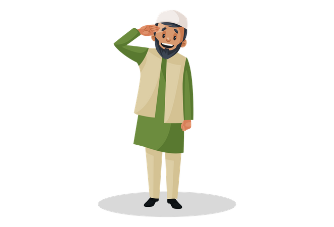 Muslim man giving salute  Illustration