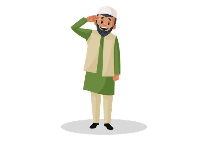 Muslim man giving salute  Illustration