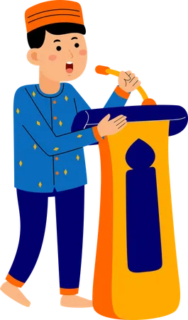 Muslim man giving speech  Illustration