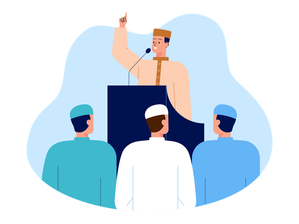 Muslim man giving speech  Illustration