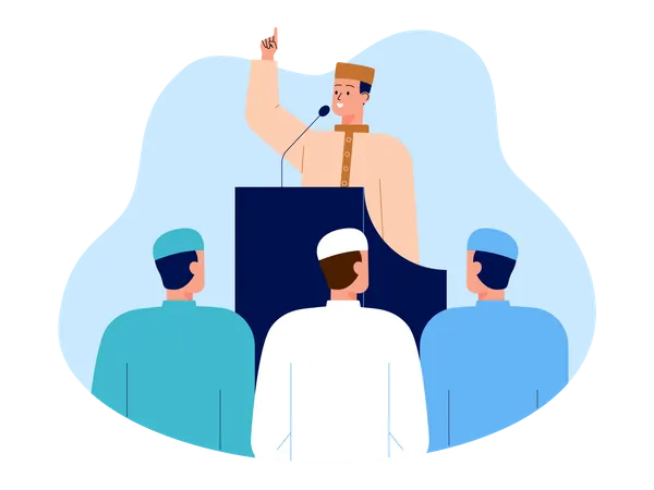 Muslim man giving speech  Illustration