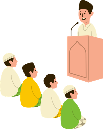 Muslim man giving speech on Eid festival  Illustration