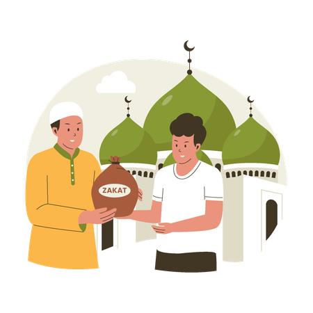 Muslim man giving zakat  Illustration