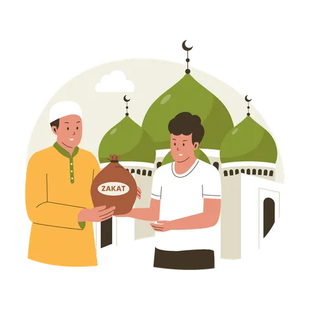 Muslim man giving zakat  Illustration