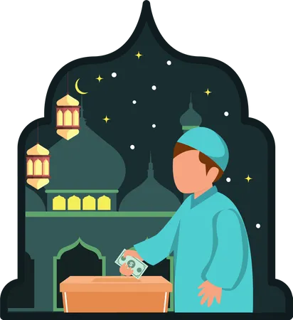 Muslim man giving zakat  Illustration