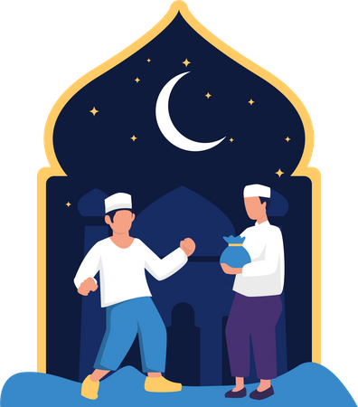 Muslim man giving zakat  イラスト