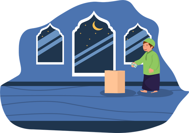 Muslim man giving zakat  イラスト