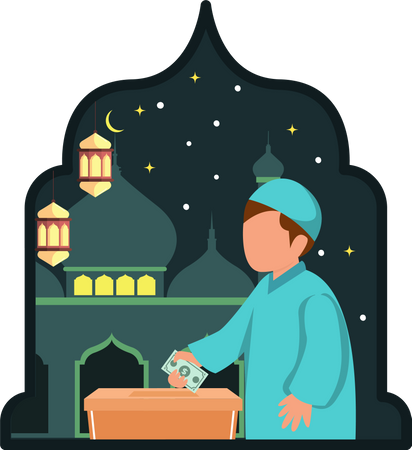 Muslim man giving zakat  イラスト