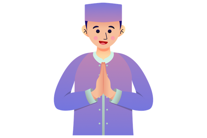 Muslim Man Greeting  Illustration