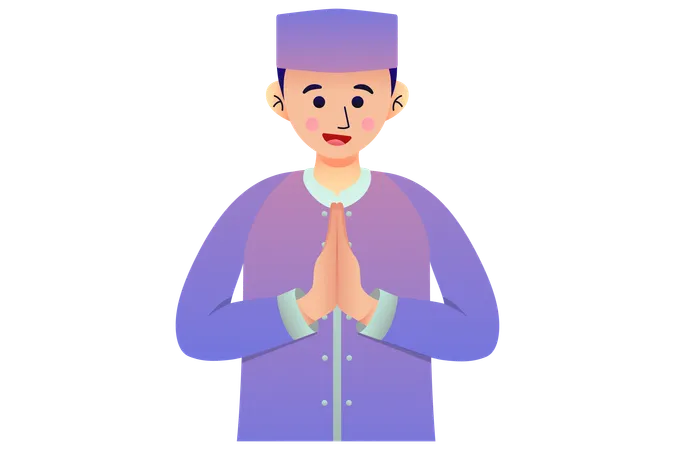 Muslim Man Greeting  Illustration