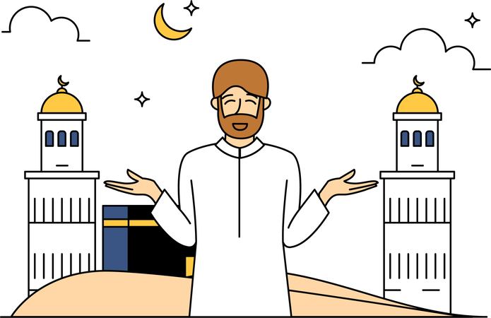 Muslim man greeting on Eid al-Adha  Illustration