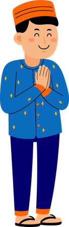 Muslim man greeting people  Illustration