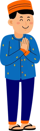Muslim man greeting people  Illustration