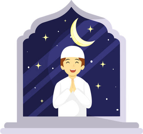 Muslim man in praying  Illustration