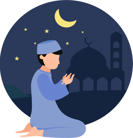 Muslim man in praying  Illustration