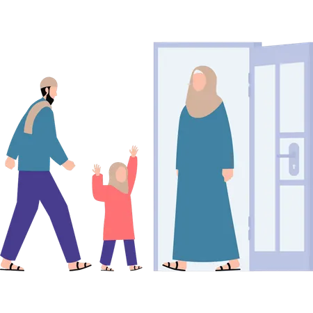 Muslim man is coming home  Illustration