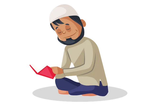 Muslim man is reading the book  Illustration