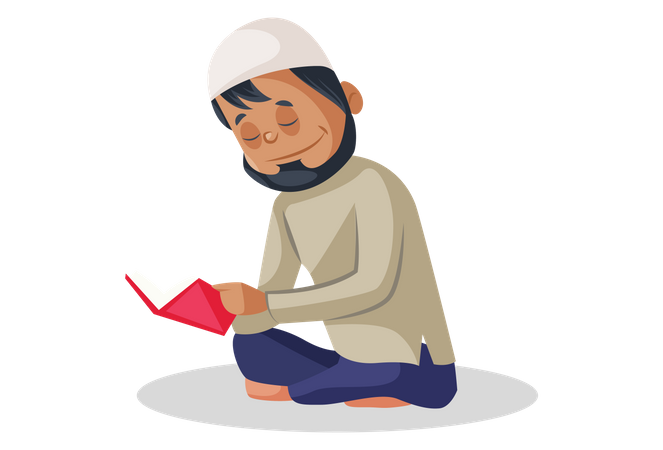 Muslim man is reading the book  Illustration