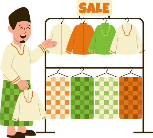 Muslim man keeps sale on Eid festival  Illustration