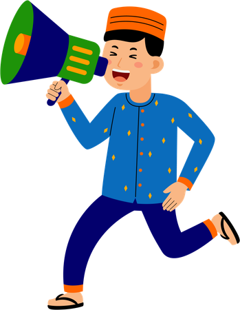 Muslim man making ramadan announcement  Illustration