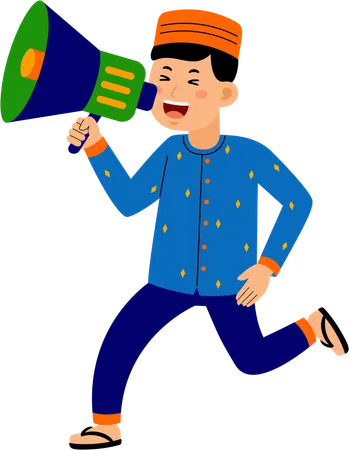 Muslim man making ramadan announcement  Illustration