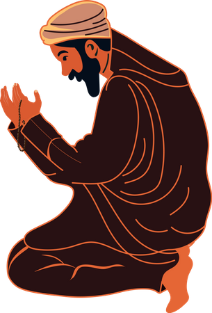 Muslim Man Offering Namaz  Illustration