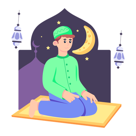 Muslim man Performing Namaz  Illustration