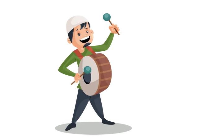 Muslim man Playing Drum  Illustration