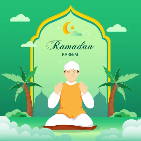 Happy Ramadan Concept Illustration Vector Illustration