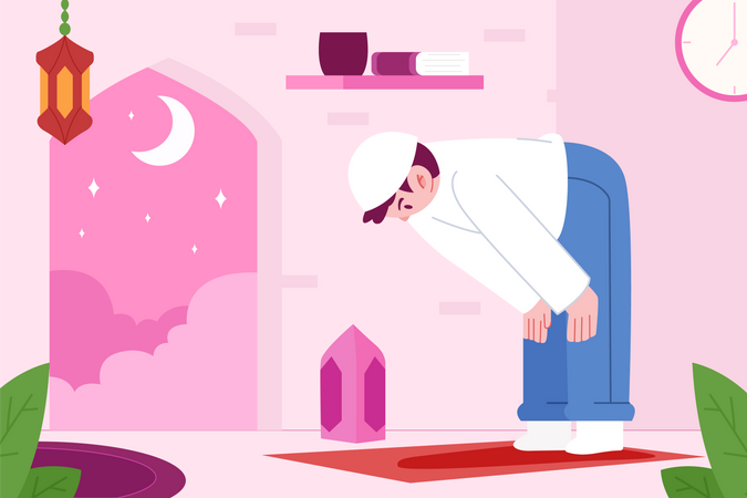 Muslim man praying Illustration