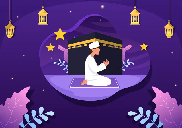 Muslim man praying Illustration