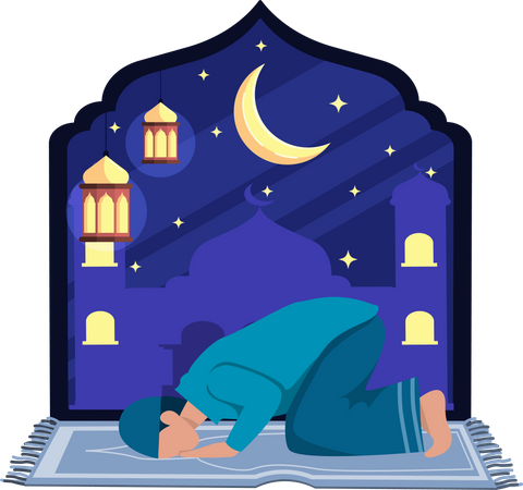 Muslim man praying  Illustration