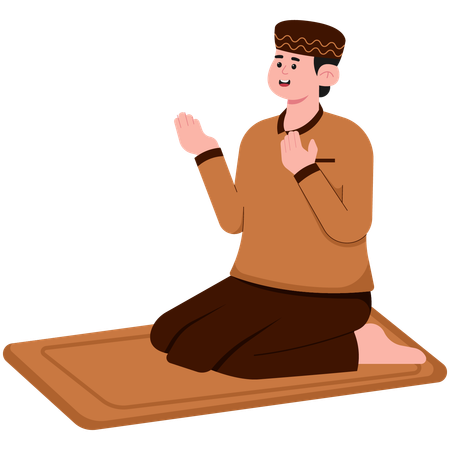 Muslim Man Praying After Prayer  Illustration