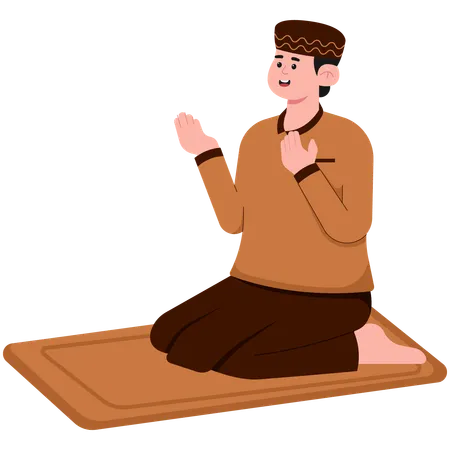 Muslim Man Praying After Prayer  Illustration