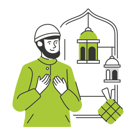 Muslim man praying during Ramadan  Illustration