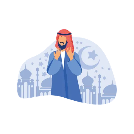 Muslim man praying  Illustration