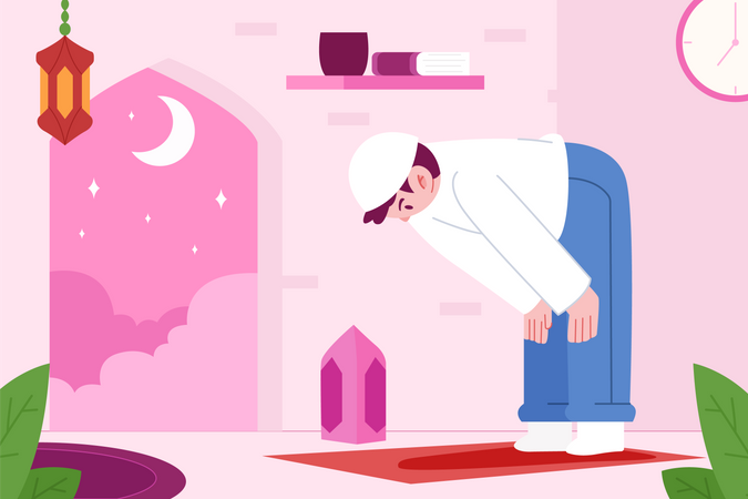 Muslim man praying  Illustration