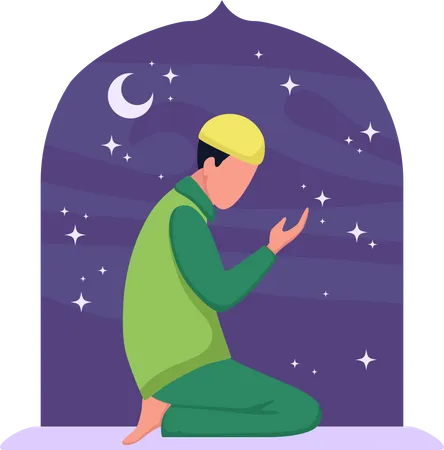 Muslim man praying  Illustration