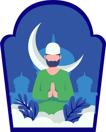 Muslim man praying  Illustration