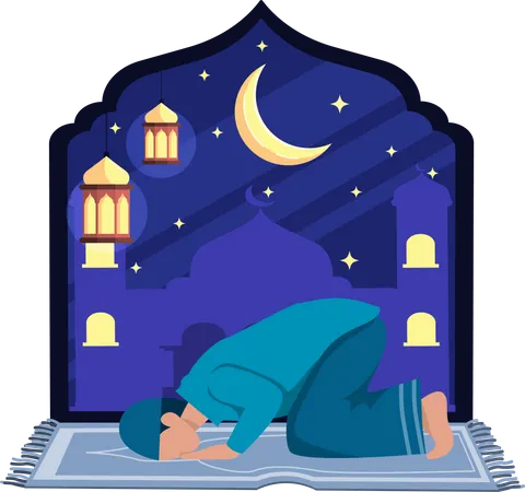 Muslim man praying  Illustration