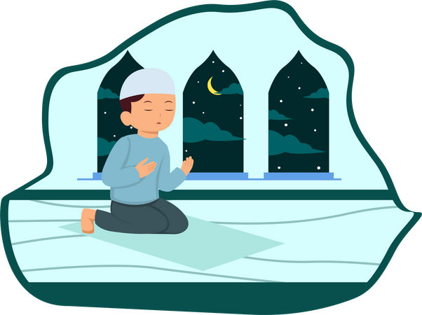 Muslim man praying  Illustration