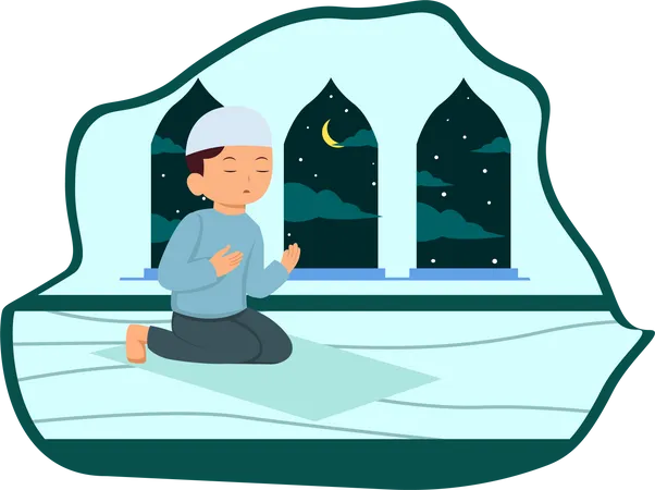 Muslim man praying  Illustration